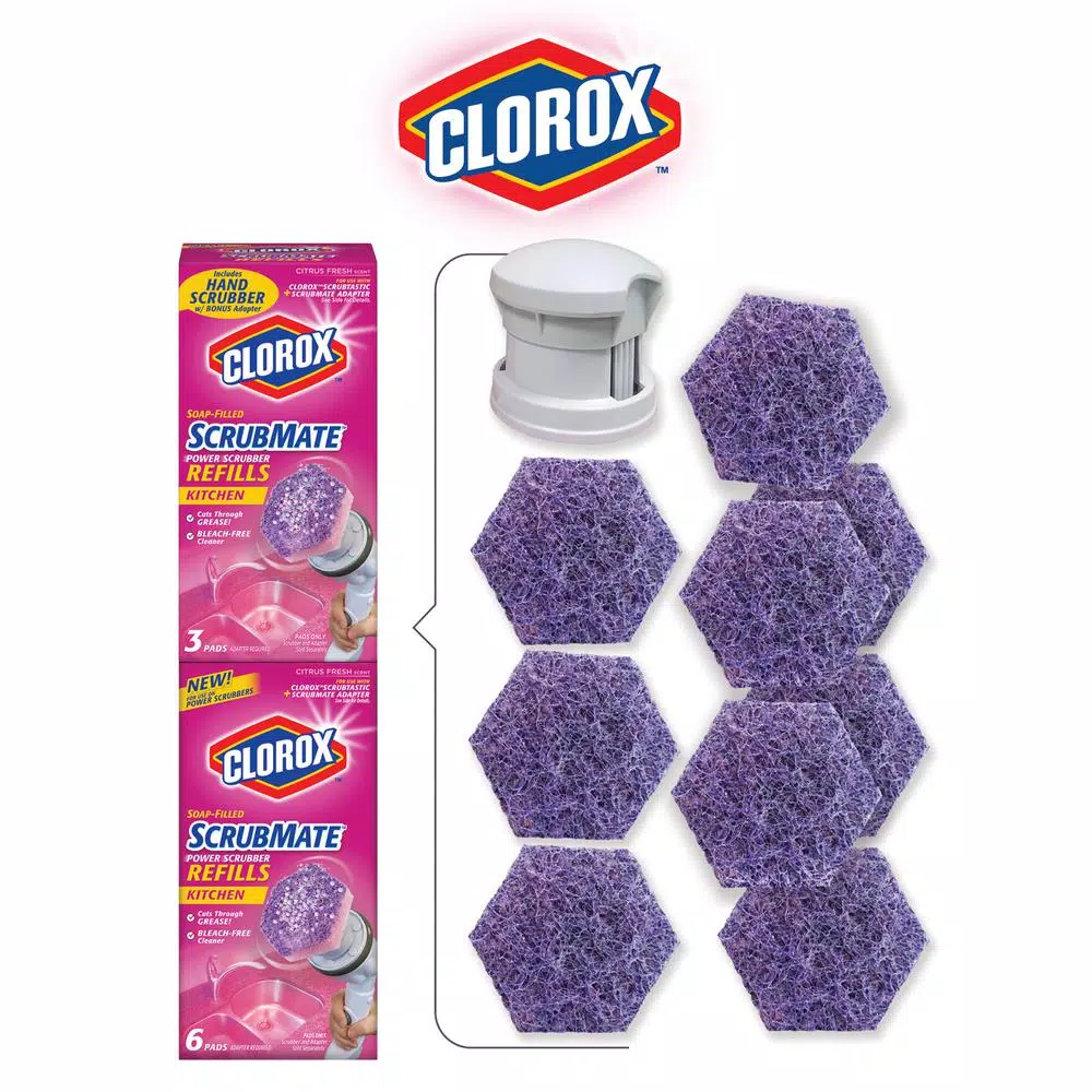 Unbranded Clorox Scrub Mate Kitchen Scrubber and Adapter Combo Pack with 9 Refill Pads