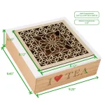 Mind Reader Brown Wood Floral Pattern Tea Box Storage Organizer Holder thumbnail 7