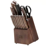 Chicago Cutlery Precision Cut 15-Piece German Stainless Steel Knife Block Set with Walnut Handles thumbnail 2