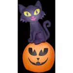 Gemmy 5.5 ft. Cat on Pumpkin Halloween Inflatable Outdoor Decoration thumbnail 1