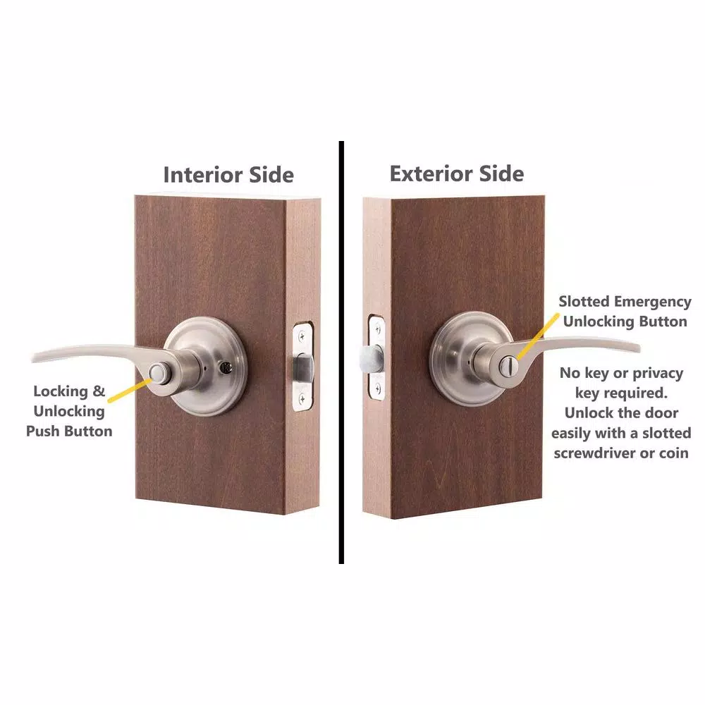 Copper Creek Scandinavian Kash Satin Stainless Steel Privacy Lever for Bedroom and Bathroom
