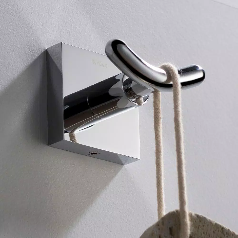 KRAUS Ventus Double Hook Bathroom Robe and Towel Hook in Chrome