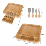 Classic Cuisine 4-Piece Bamboo Cheese Serving Tray Set with Stainless Steel Cutlery thumbnail 4