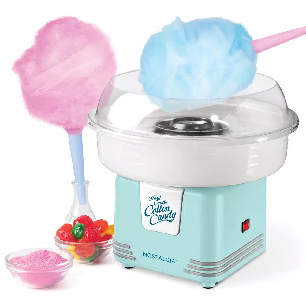 Nostalgia Retro Aqua Cotton Candy Maker - Works with Hard Candy & Sugar Free Candy