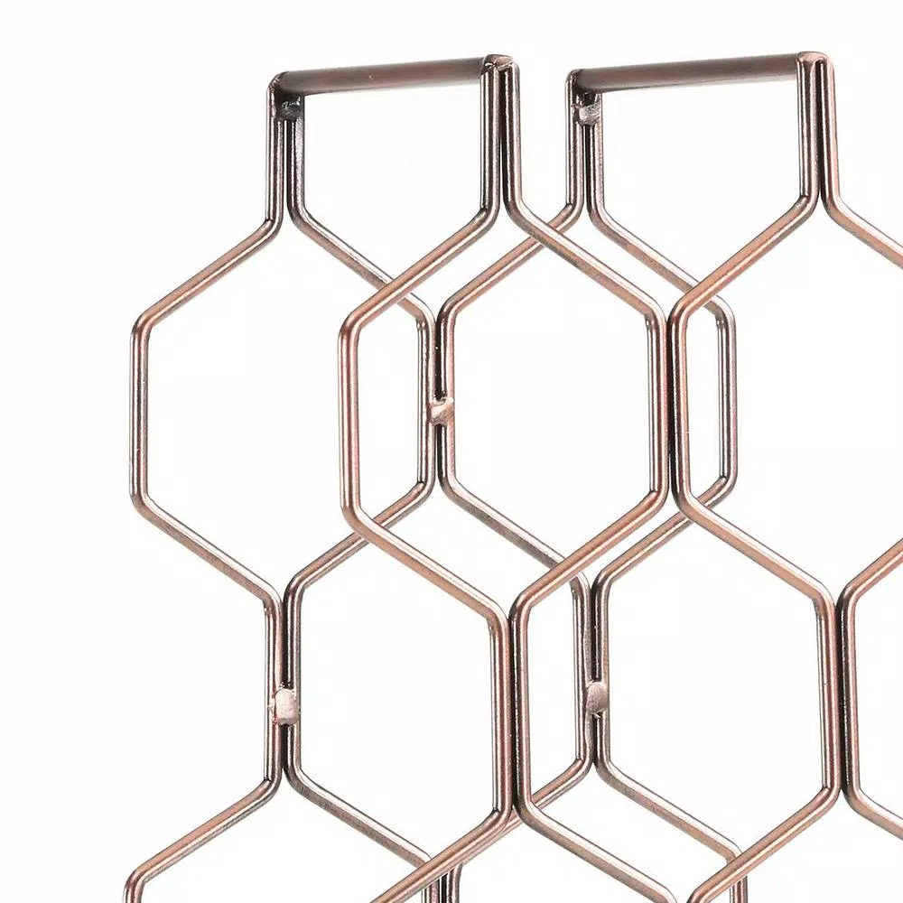 DANYA B. Copper Electroplated 8-Bottle Wine Rack - Modern Geometric Iron Design