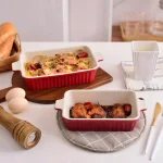 MALACASA 2-Piece Red Porcelain Rectangle Bakeware Set, 12 in. and 13 in. Ceramic Baking Dishes thumbnail 8