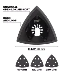 Milwaukee OPEN-LOK 3-1/2 in. Triangle Sanding Pad & Paper 10-Piece Variety Pack thumbnail 4