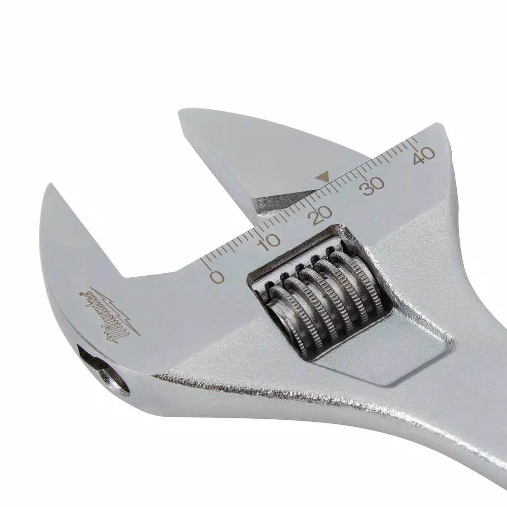 Milwaukee 8 in. Wide Jaw Adjustable Wrench, Chrome-Plated Steel, 48-22-7508