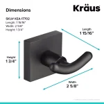 KRAUS Ventus Matte Black Double Hook Bathroom Robe and Towel Hook thumbnail 3