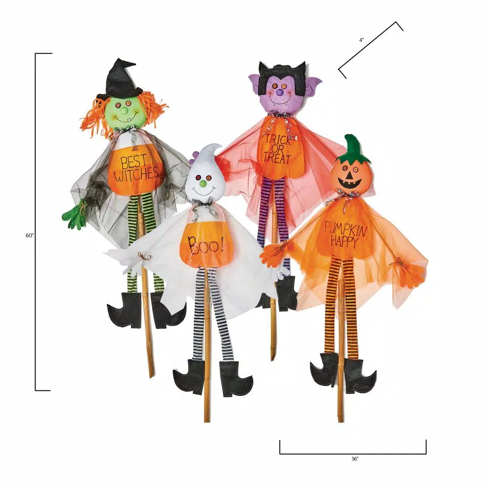 Worth Imports 60 in. Halloween Gauzy Witch Figures on Stakes, Set of 4