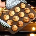 NutriChef 2-Piece Deluxe Non-Stick Steel Muffin and Cookie Baking Sheet Set, Gold thumbnail 4