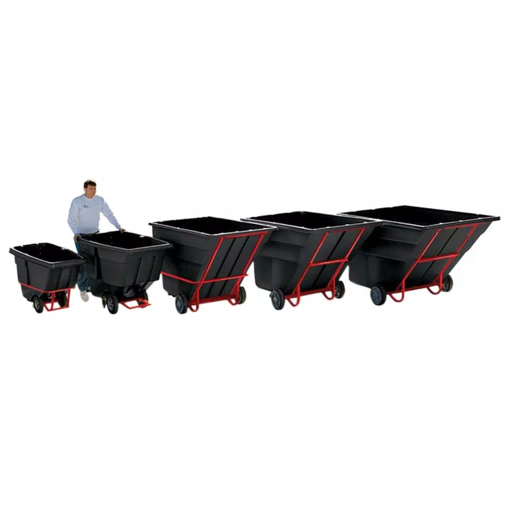 Rubbermaid Commercial Products Rubbermaid Commercial 1/2 cu. yd. Black Tilt Truck Hinged Dome Top Lid