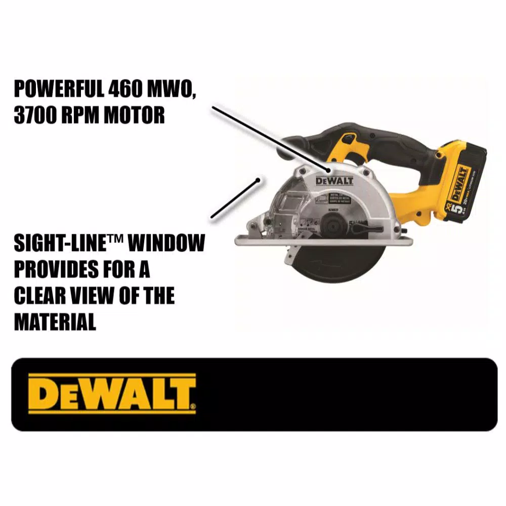DEWALT DCS373P2 20V MAX Cordless 5-1/2 in. Metal Cutting Circular Saw Kit with (2) 5.0 Ah Batteries