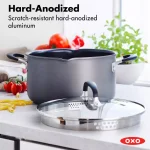 OXO Good Grips 6 qt. Hard-Anodized Aluminum Nonstick Stock Pot with Glass Lid, Gray thumbnail 2