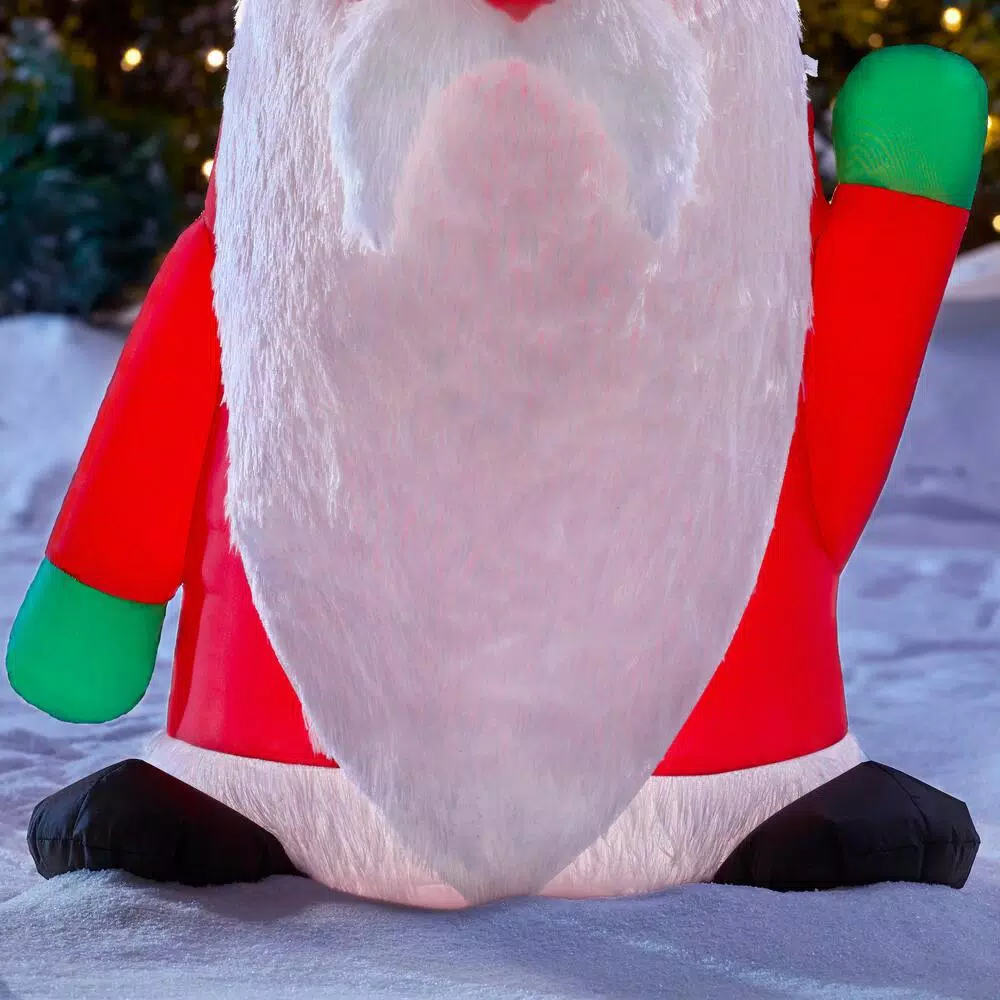 Home Accents Holiday 5 ft. Airblown Inflatables Fuzzy Plush Gnome with Curved Hat Christmas Decoration