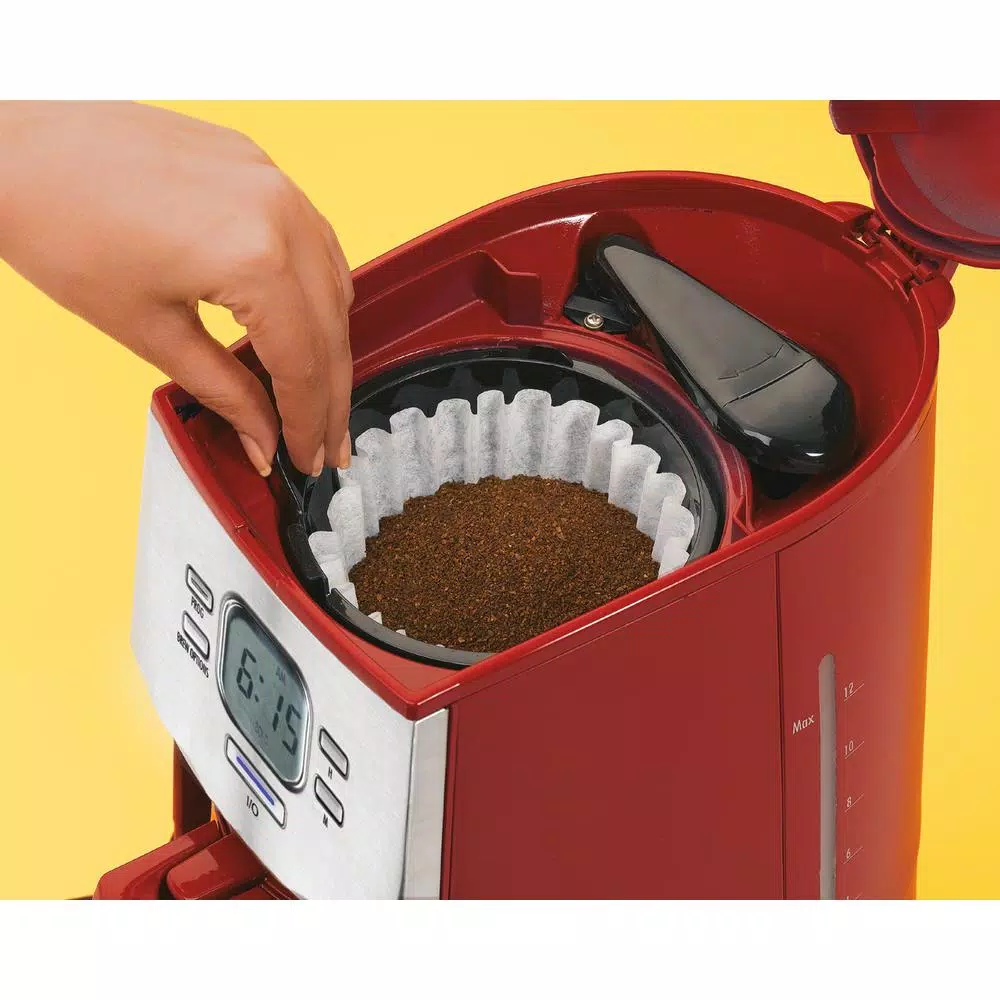 Hamilton Beach Ensemble 12-Cup Programmable Drip Coffee Maker, Red with Stainless Steel Accents