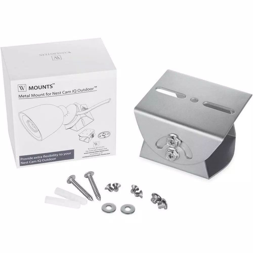 Wasserstein Adjustable Metal Mount for Google Nest Cam IQ Outdoor, Silver