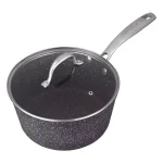 MasterPan Granite Ultra 2 qt. Cast Aluminum Nonstick Saucepan with Glass Lid, Black thumbnail 1