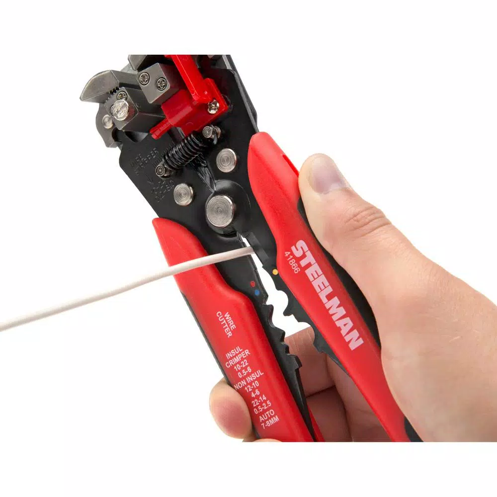 Steelman 41866 Self-Adjusting Wire and Cable Stripper, Cutter, and Crimper