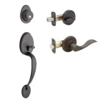 Copper Creek Colonial Handleset with Waverlie Lever Trim in Tuscan Bronze thumbnail 1