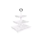 3R Studios White Decorative 3-Tier Tray - Rustic Distressed Wood and Metal Design thumbnail 2