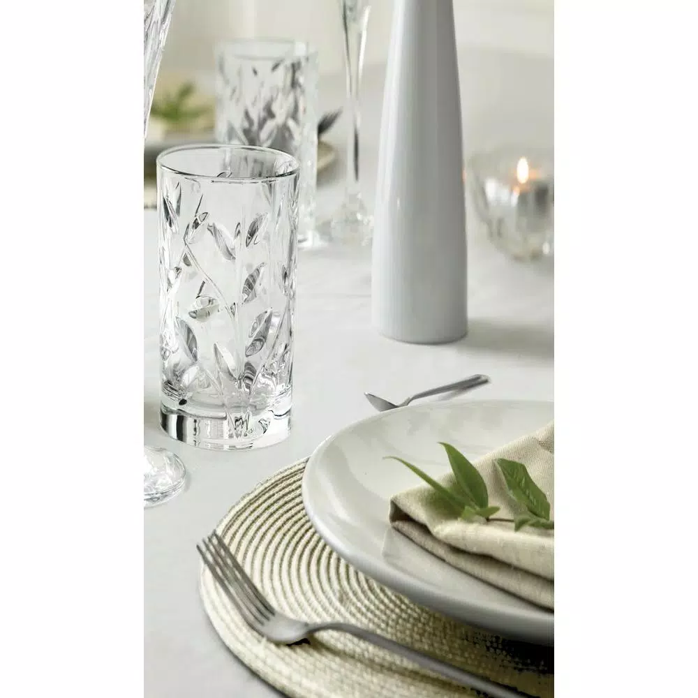 Lorren Home Trends RCR Laurus Crystal Highball Glasses, Set of 6, 12 oz.