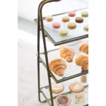 Unbranded 3-Tier Brass Finish Metal and Glass Display Shelf, 11 x 18 x 31 in thumbnail 2