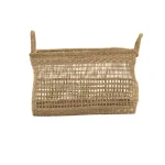 Zentique Handmade Rectangular Seagrass Woven Wicker Basket with Handles, Brown thumbnail 2