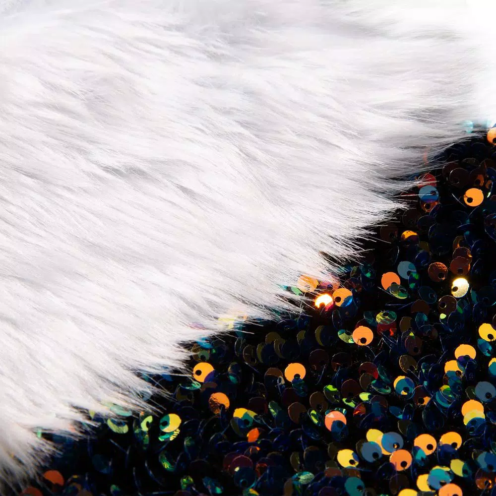 Glitzhome 21 in. Navy Blue Sequin Christmas Stocking with White Faux Fur Cuff (2-Pack)