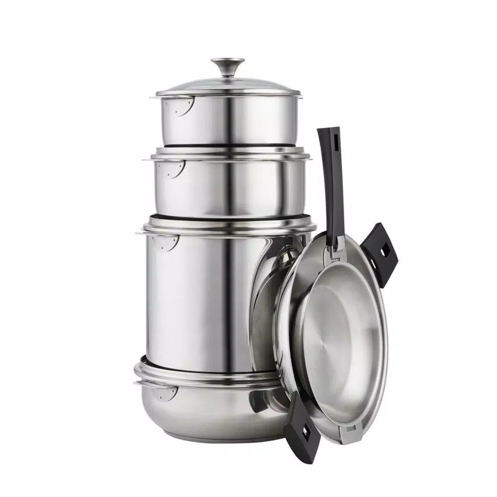 Cristel Tulipe 13-Piece Stainless Steel Cookware Set with Removable Handle System