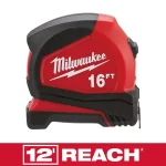 Milwaukee 16 ft. Compact Tape Measure with Nylon Blade Protection thumbnail 1