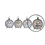 LITTON LANE Set of 4 Vintage-Style Round Peg-Legged Table Clocks, 12 in. x 9 in., Distressed Black and White thumbnail 3