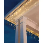 Home Accents Holiday 8 ft. 110-Light LED Warm White Smooth Mini Solar Icicle Light String thumbnail 2