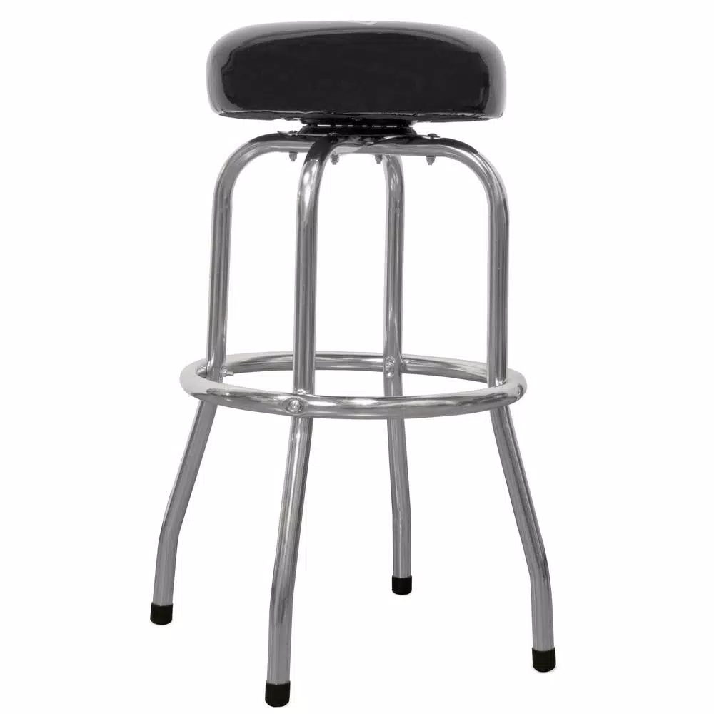 WEN 300 lb. Capacity Chrome-Plated Swivel Shop Bar Stool with Padded Vinyl Cushion