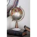 LITTON LANE Modern Reflections 15 in. Decorative Globe with Bronze Iron Axis and White Marble Base thumbnail 1
