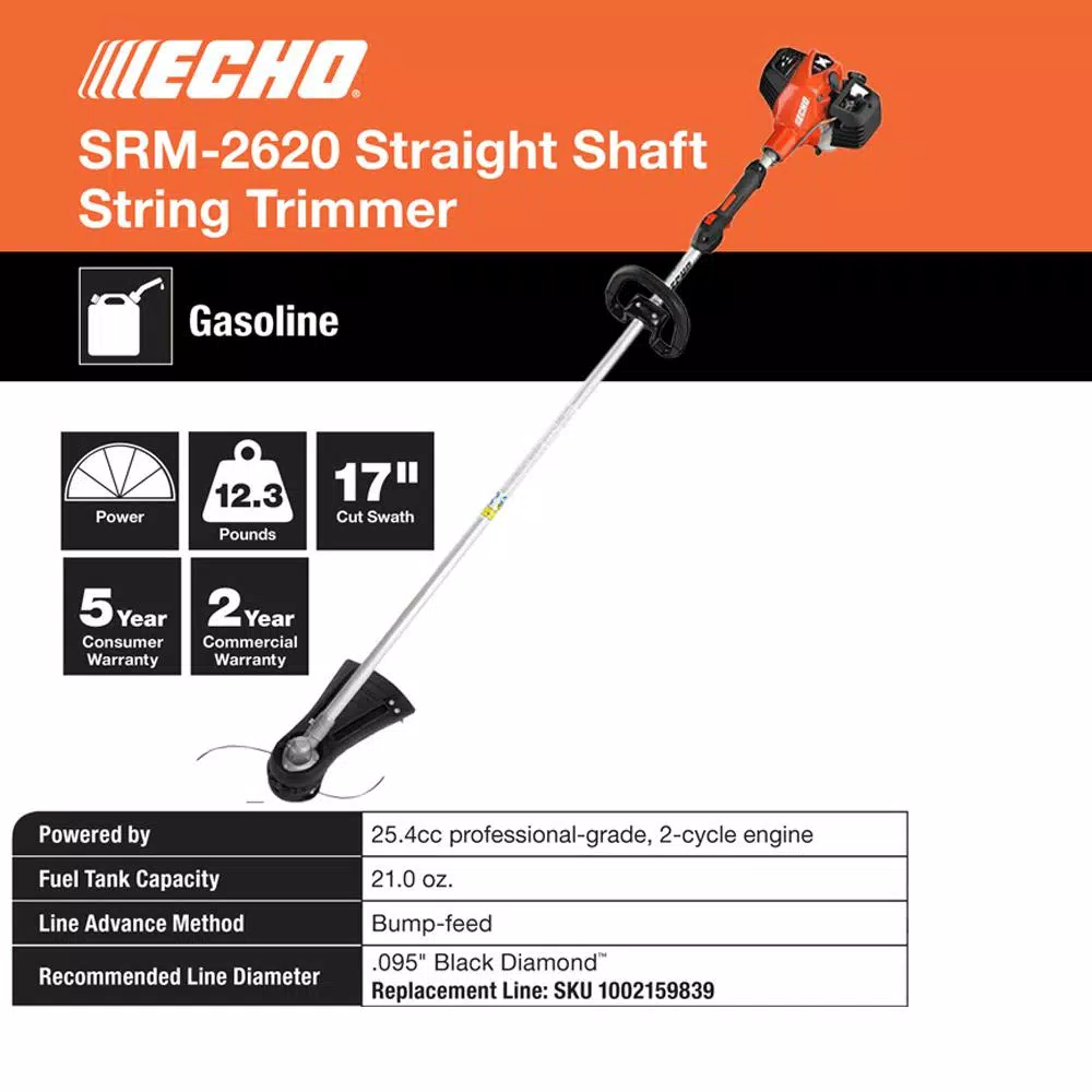 ECHO SRM-2620 X Series 25.4 cc Gas 2-Stroke Straight Shaft Trimmer