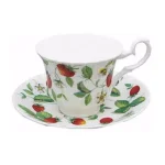 Unbranded Roy Kirkham Alpine Strawberry Bone China Teacup and Saucer Set, 230 ml, Made in England thumbnail 2