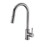 Vanity Art Chrome Single-Handle Pull-Down Kitchen Faucet with 360° Swivel Spout thumbnail 1