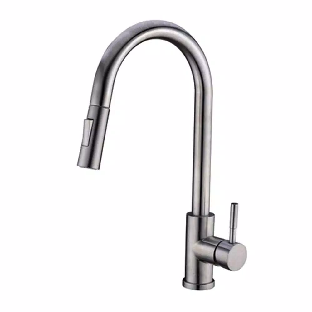 Vanity Art Chrome Single-Handle Pull-Down Kitchen Faucet with 360° Swivel Spout