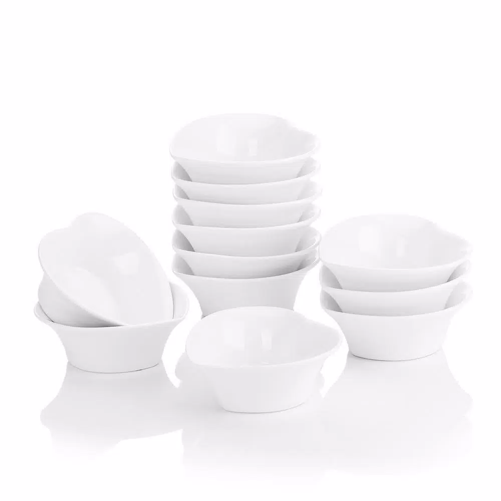 MALACASA 3.5 in. White Ceramic Ramekins Set, 12-Piece Souffle Dishes for Baking and Serving
