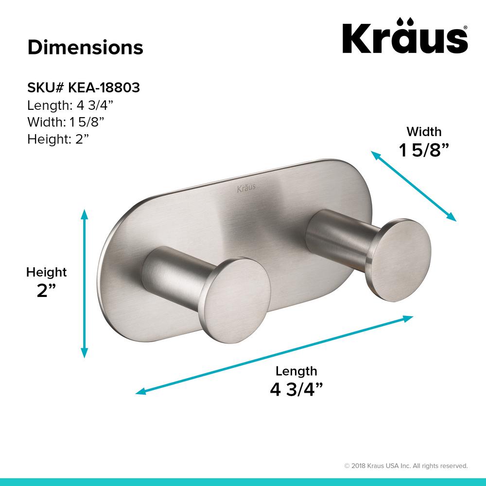 KRAUS Elie Double Robe and Towel Hook, Brushed Nickel