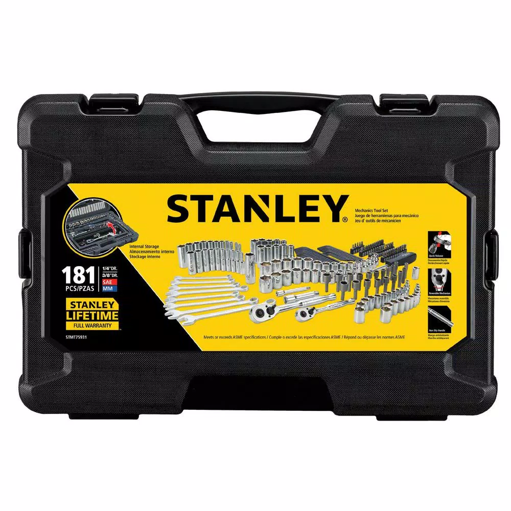 STANLEY 181-Piece Mechanics Tool Set with Chrome Finish