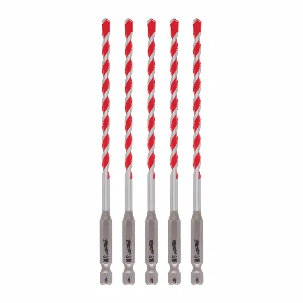 Milwaukee SHOCKWAVE 3/16 in. Carbide Hammer Drill Bits, 5-Pack
