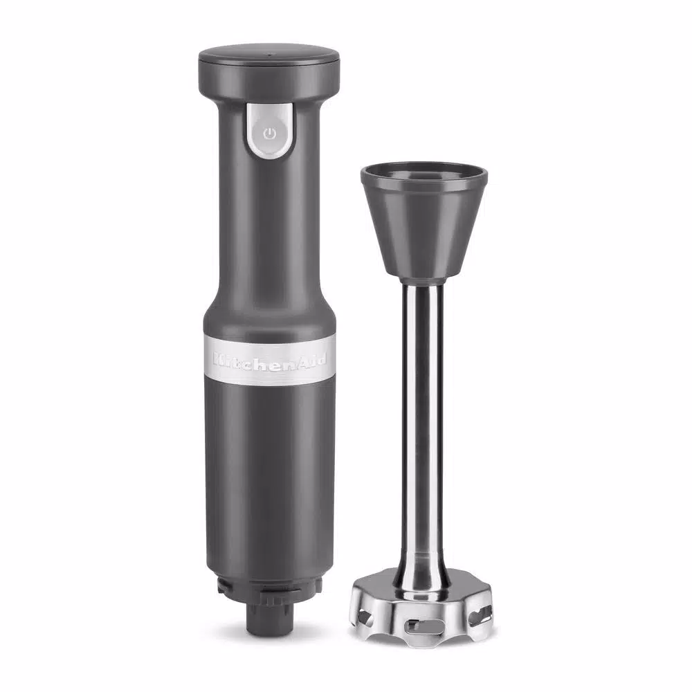 KitchenAid Cordless Variable Speed Hand Blender with Chopper and Whisk Attachments, Charcoal Grey