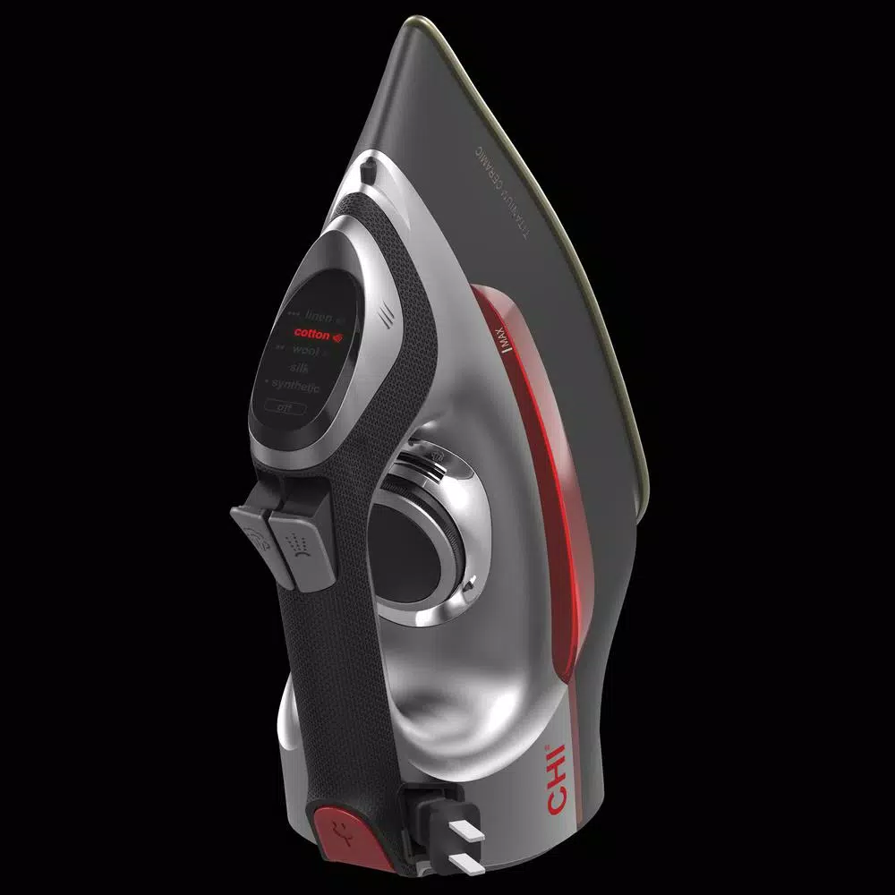 CHI Electronic Steam Clothing Iron with Titanium-Infused Ceramic Soleplate and Retractable Cord
