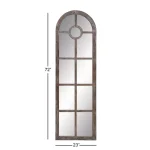 LITTON LANE Hayes Oversized Arch Distressed Brown Wood Window Mirror (72 in. x 23 in.) thumbnail 7