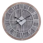 Utopia Alley 28" Oversized Roman Numeral Wall Clock, Gray Wood Finish & Metal Face thumbnail 1