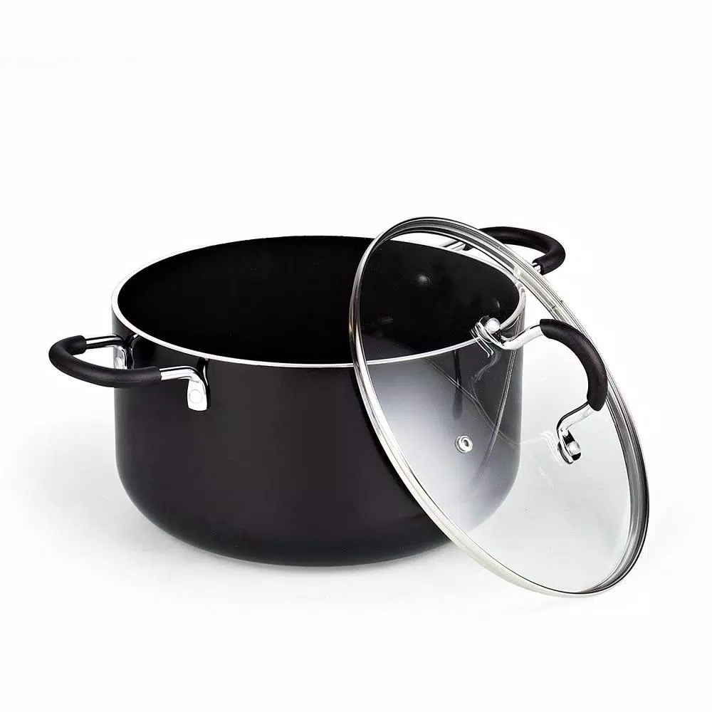 Cook N Home 8-Piece Aluminum Nonstick Cookware Set, Black