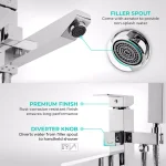 AKDY Freestanding Floor Mount Roman Tub Faucet with Hand Shower, Chrome thumbnail 3