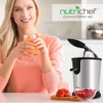NutriChef Electric Citrus Juicer - Stainless Steel Manual Press Orange Squeezer thumbnail 2
